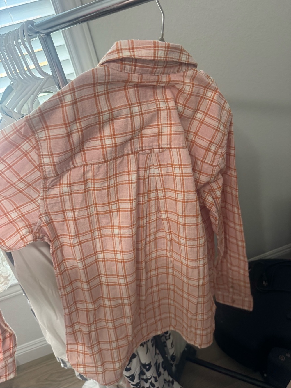 American Eagle Outfitters Pink and Orange Plaid Button-Up Jacket - Picture 3 of 3